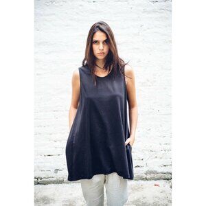 $201 NWT Kin Studio XS S 4 6 Wing Tank Top Lagenlook Black Organic Cotton Shirt